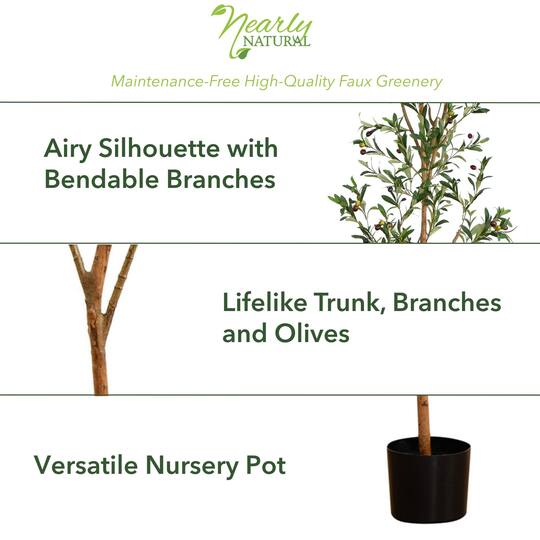 5ft. Potted Artificial Olive Tree with Natural Trunk